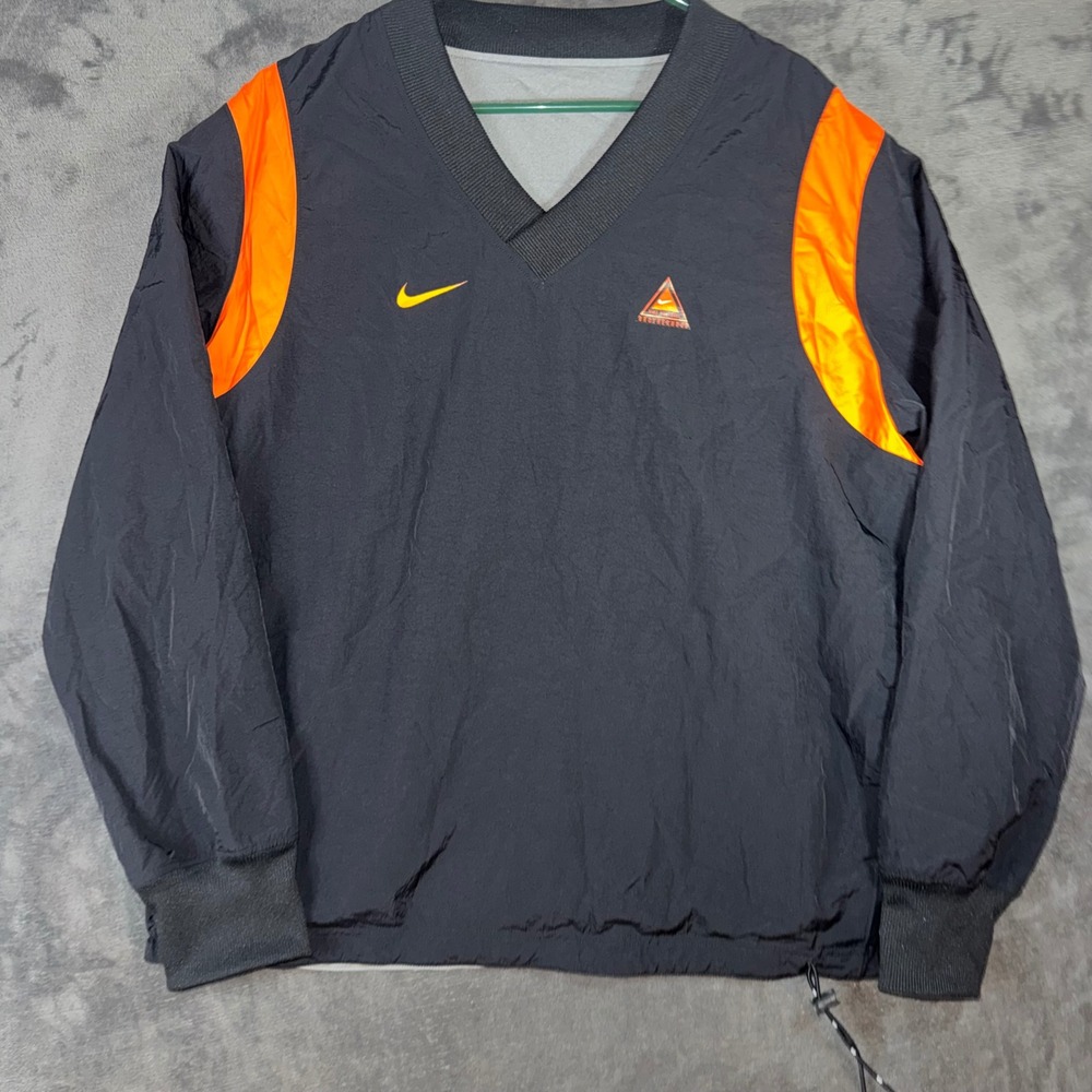 Mens Medium Nike Football Brotherhood Vintage Retro Pullover Windbreaker Black